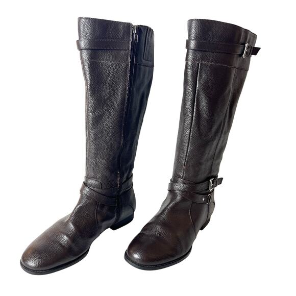 Comfortview Knee High Womens 8W Riding Boots Brown Leather Comfort Casual Zip Up - Picture 3 of 10